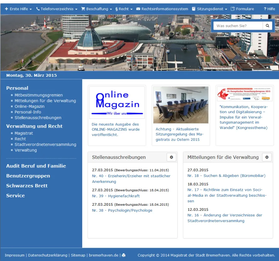 Bremerhaven - Das Intranet Screenshot