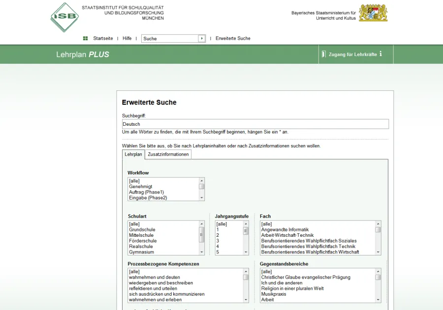LIS LehrplanPLUS - Suche LIS LehrplanPLUS - Suche Screentshot