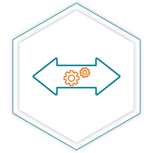 Icon eines Pfeils der in beide Richtungen zeigt und Zahnrädern