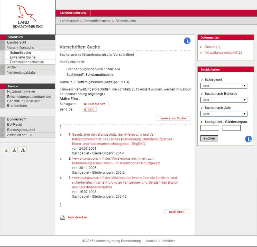 BRAVORS - Suchergebnisse Screenshot