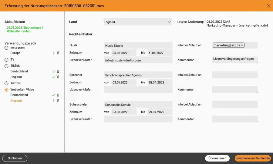 Screenshot des RightsManager