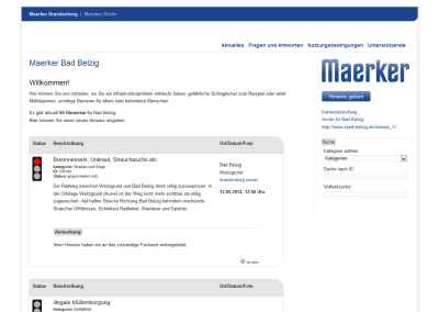 BDIP-Veranstaltungen Maerker Brandenburg, Screenshot