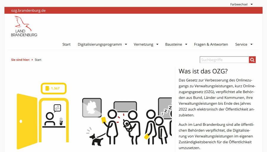 Screenshot Webseite OZG Land Brandenburg 