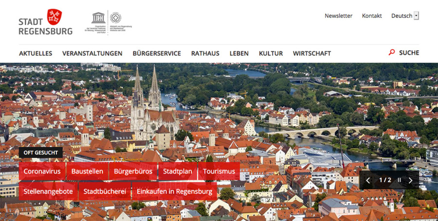 Stadt Regensburg - Webseite Screenshot