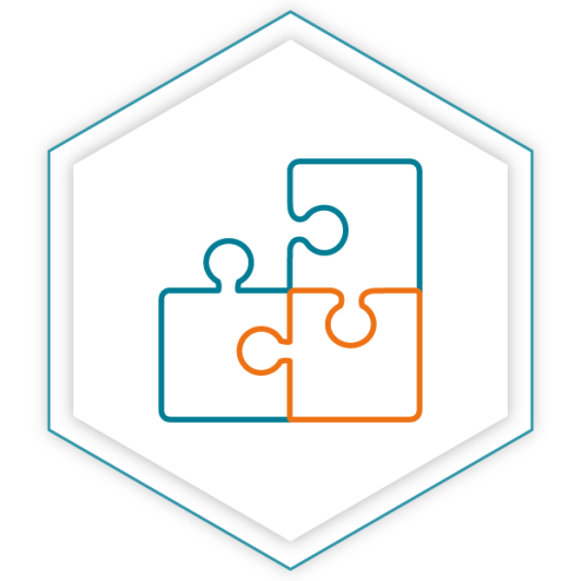 Icon mit drei Puzzle Teilen 